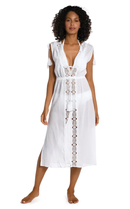 Island Fare Tie Front Mid Length Dress sold by La Blanca