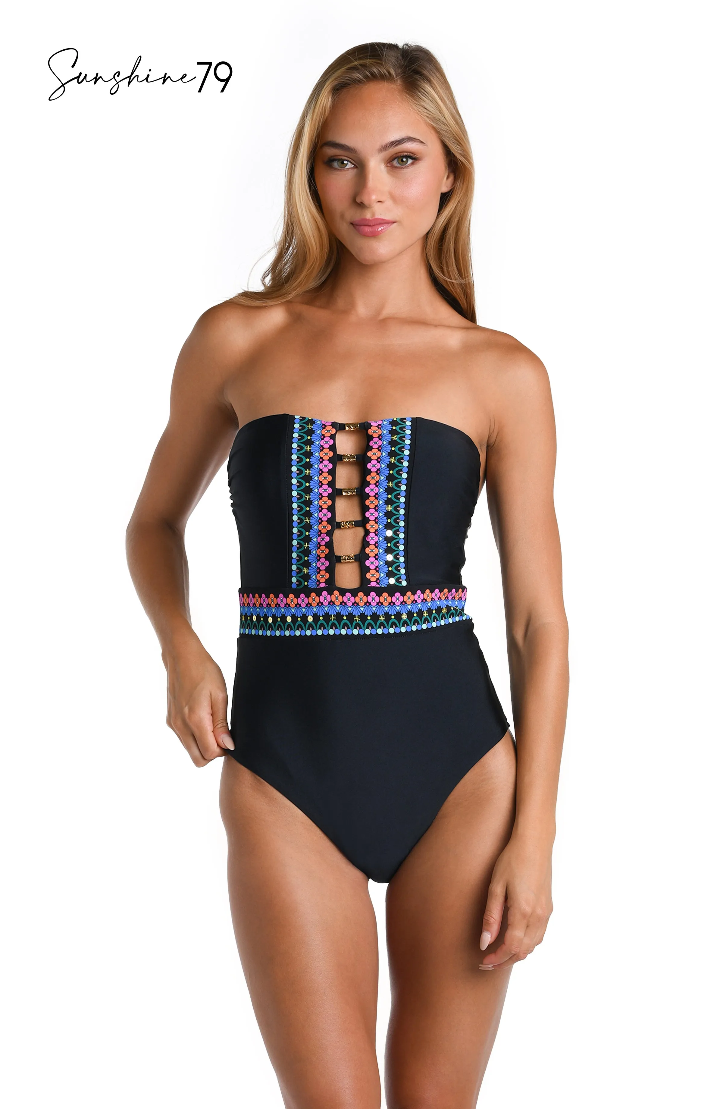 Sunshine 79 Pop Floral Solids Bandeau One Piece sold by La Blanca product image thumbnail 3