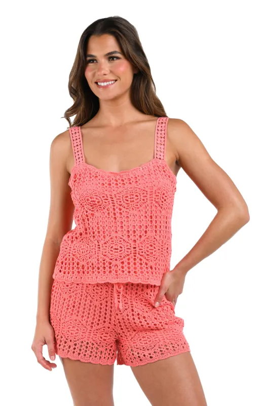 Waverly Covers Over the Shoulder Tank Top - Coral Reef sold by La Blanca