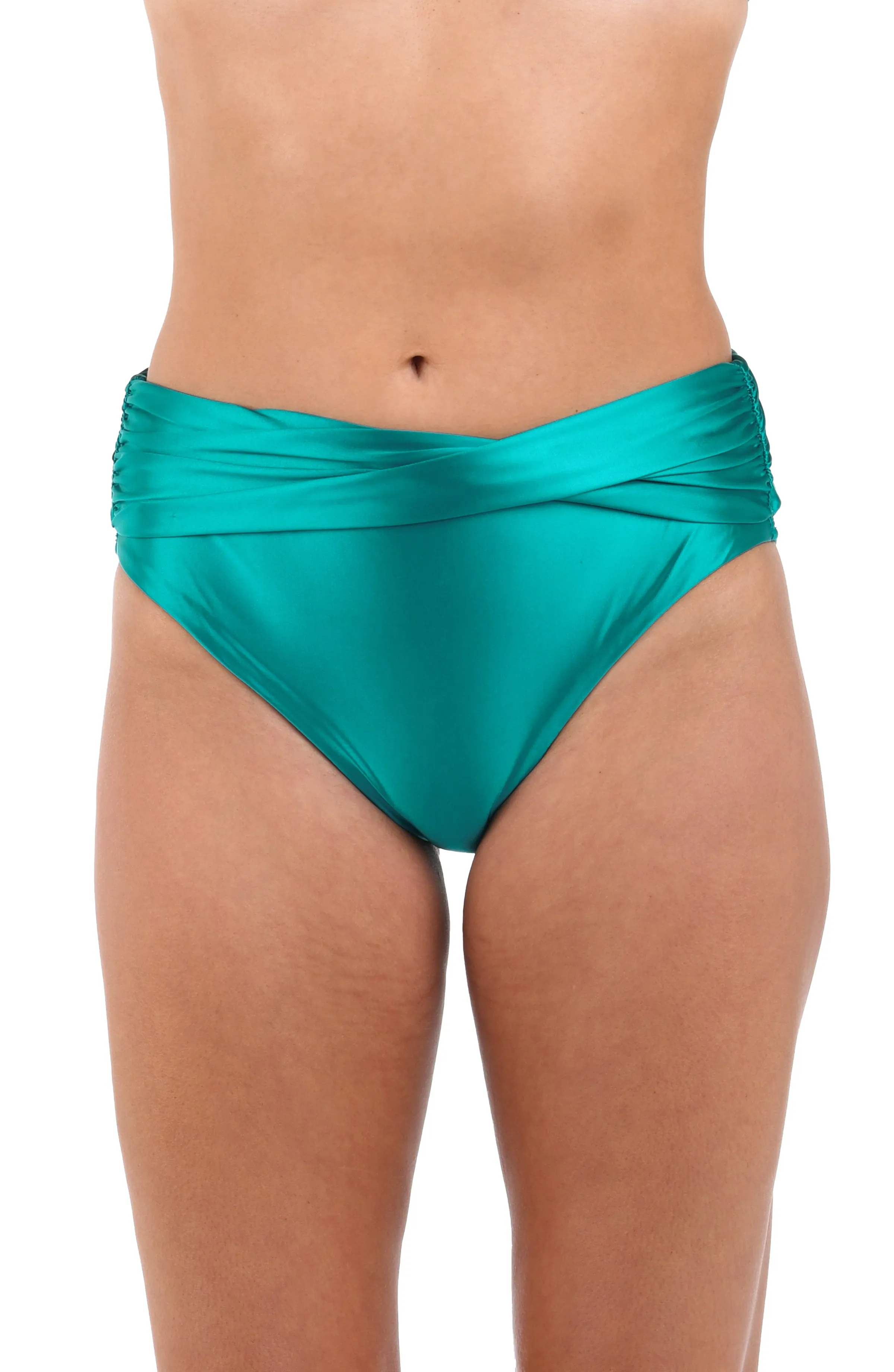 Earth Goddess Mid-Waist Twist Front Bottom - Teal - FINAL SALE sold by La Blanca