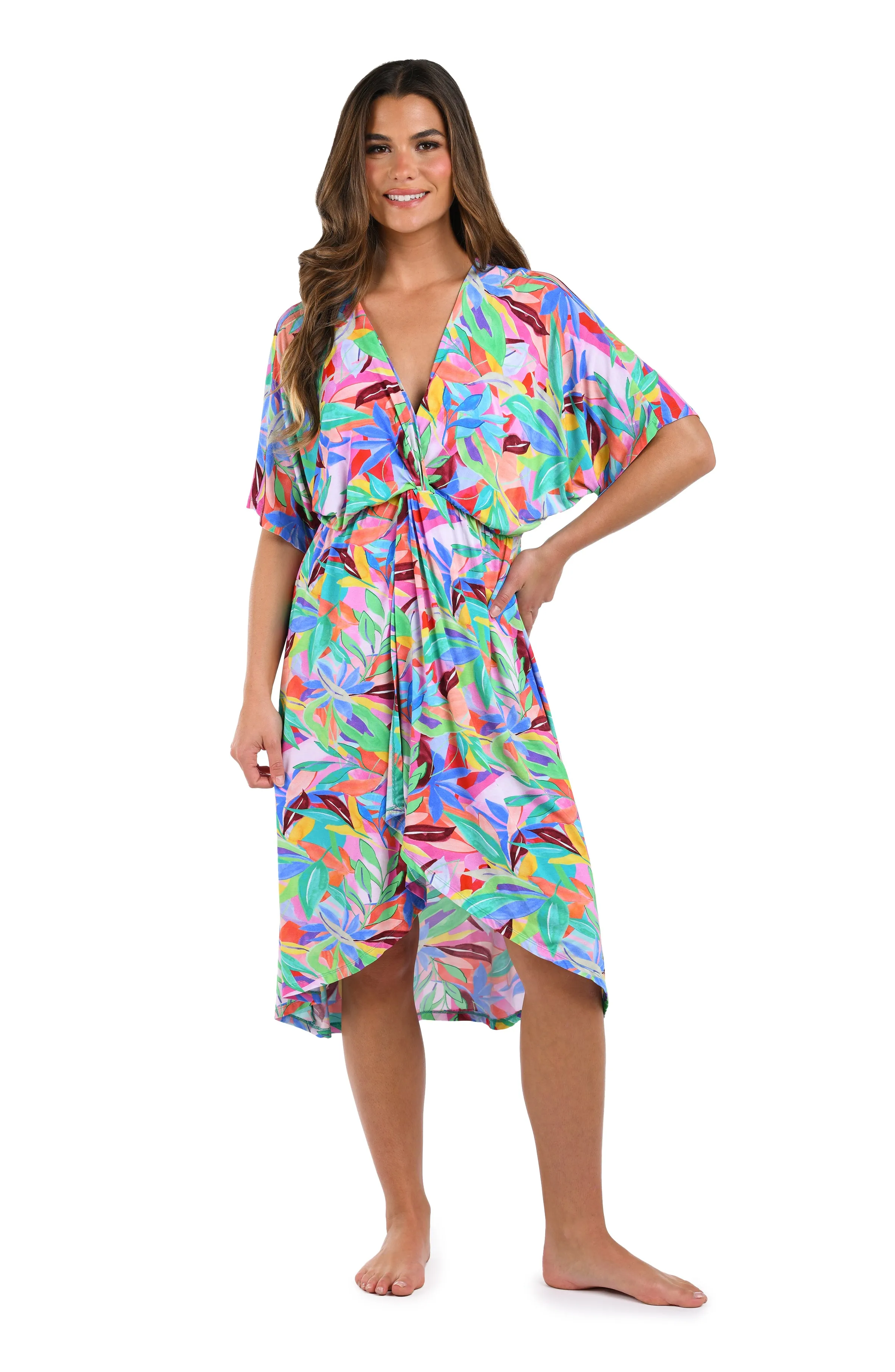 Tropi-flage Twist Front Midi Dress Cover Up - FINAL SALE sold by La Blanca
