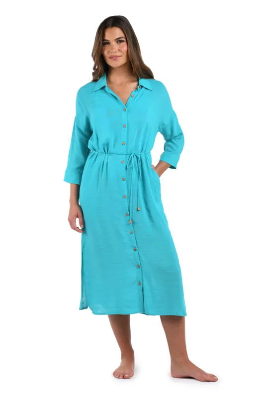Sea Cove Covers Button Up Shirt Dress sold by La Blanca