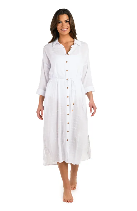 Sea Cove Covers Button Up Shirt Dress sold by La Blanca