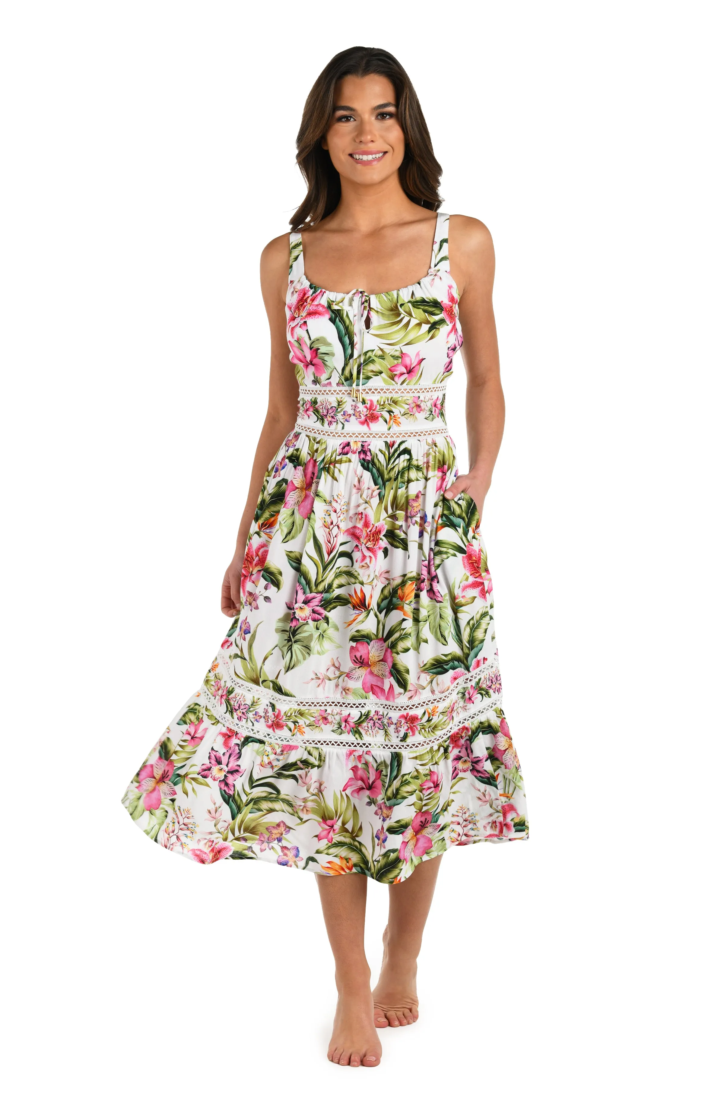 Polynesian Paradise Tunnel Neck Midi Dress sold by La Blanca