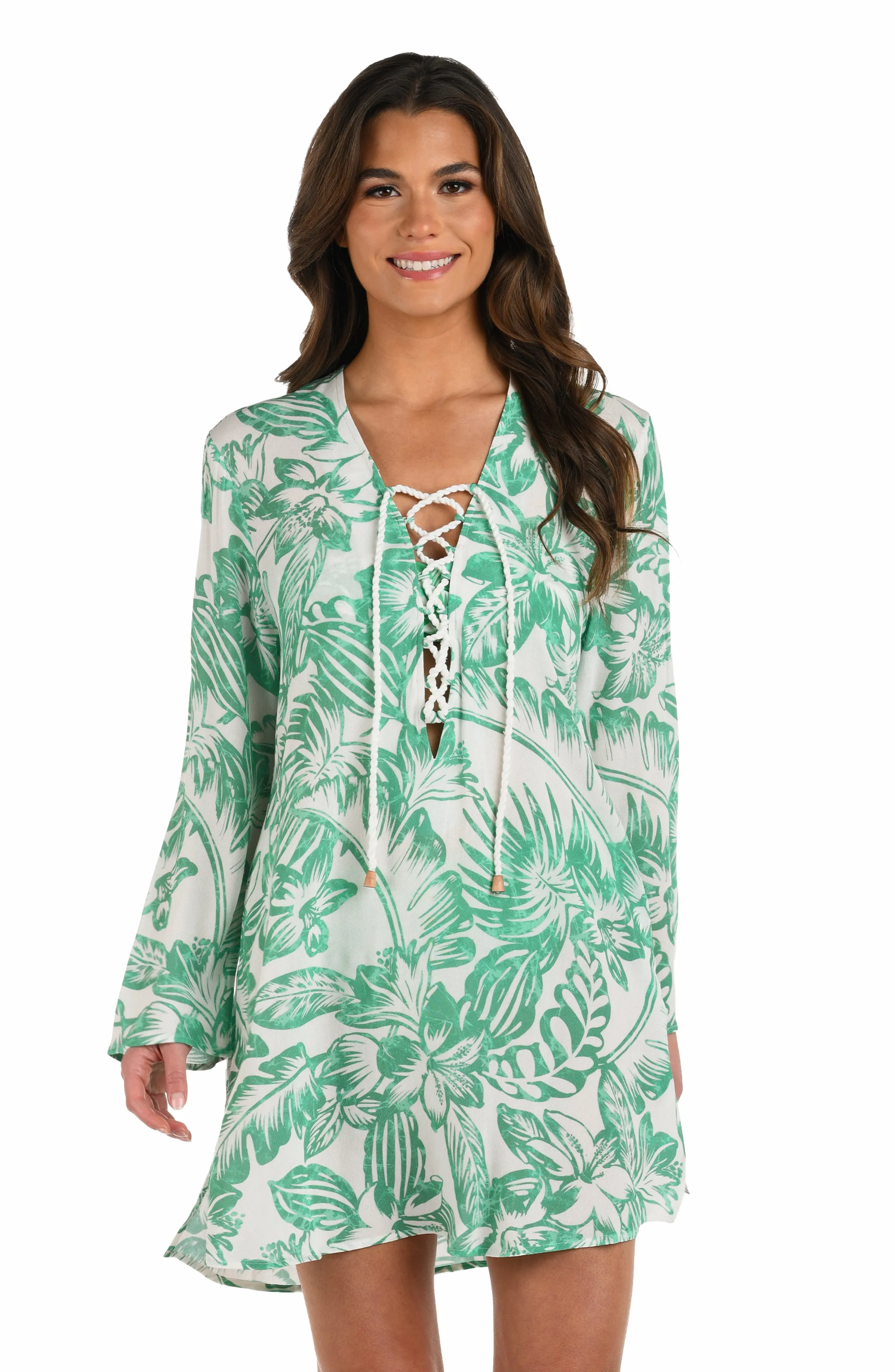 Batiki Balinese Lace Up V-Neck Tunic Cover Up sold by La Blanca product image thumbnail 3