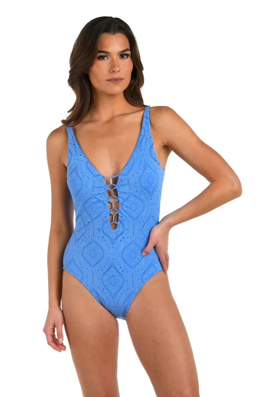 Mantra Medallion Plunge One Piece sold by La Blanca