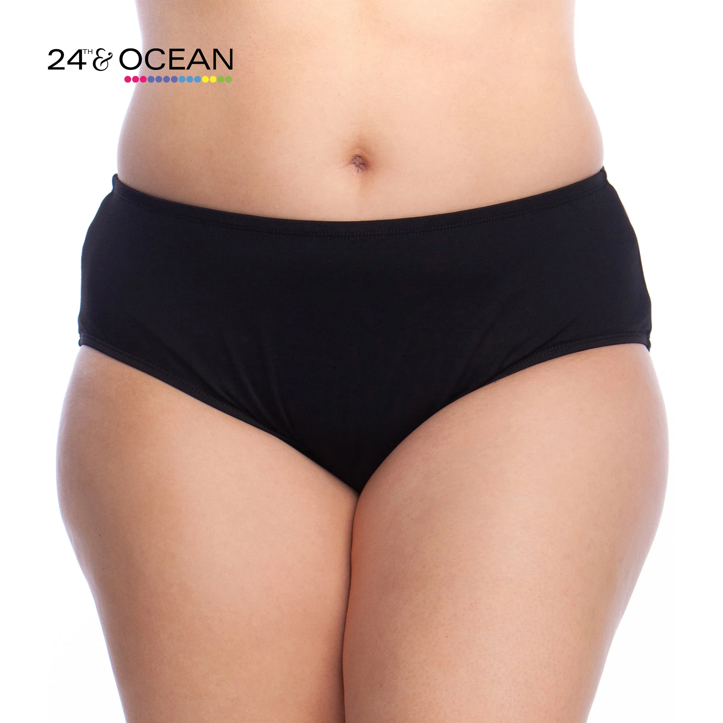 24th & Ocean Solid Mid Waist Hipster Bikini Swimsuit Bottom sold by La Blanca product image thumbnail 3