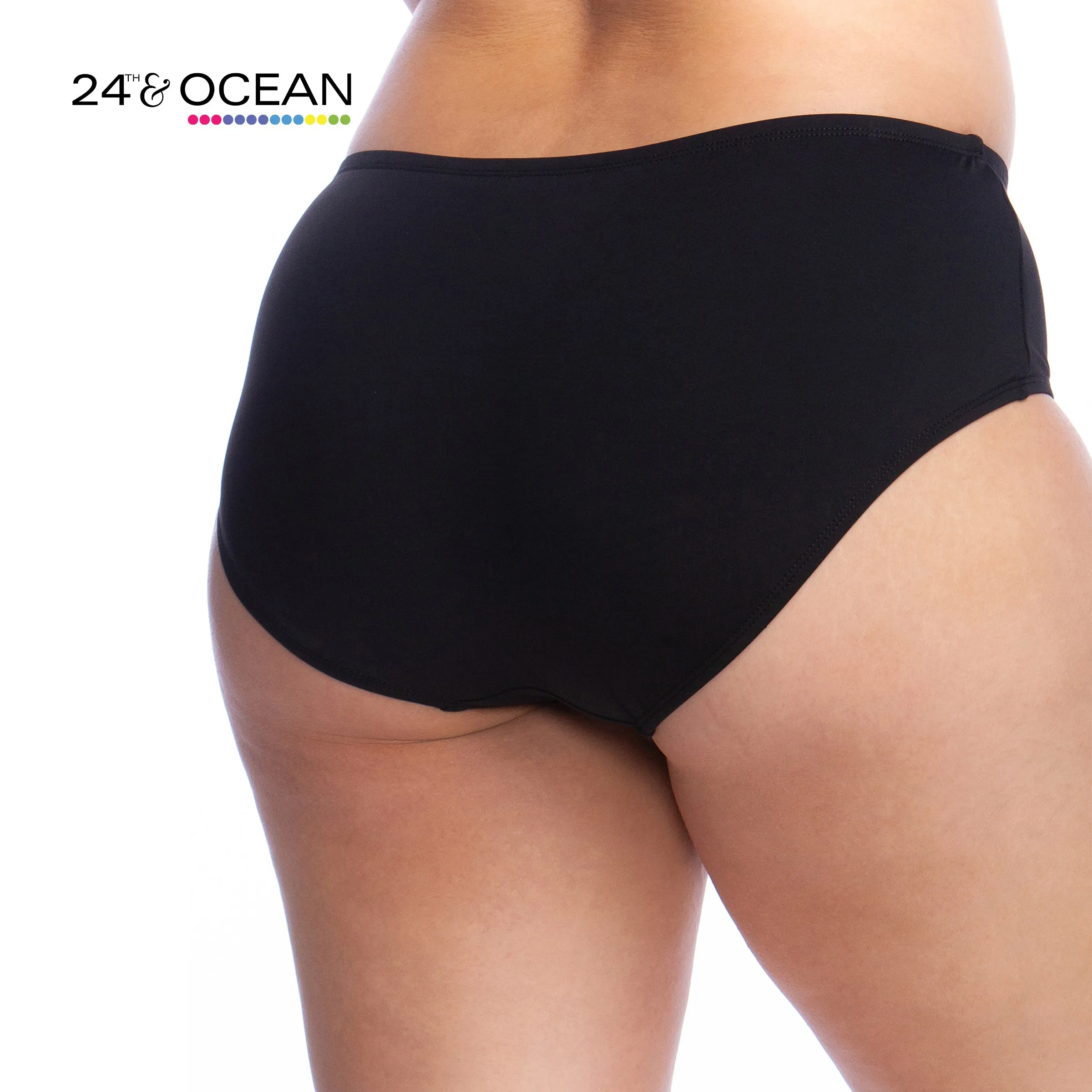 24th & Ocean Solid Mid Waist Hipster Bikini Swimsuit Bottom sold by La Blanca product image thumbnail 4
