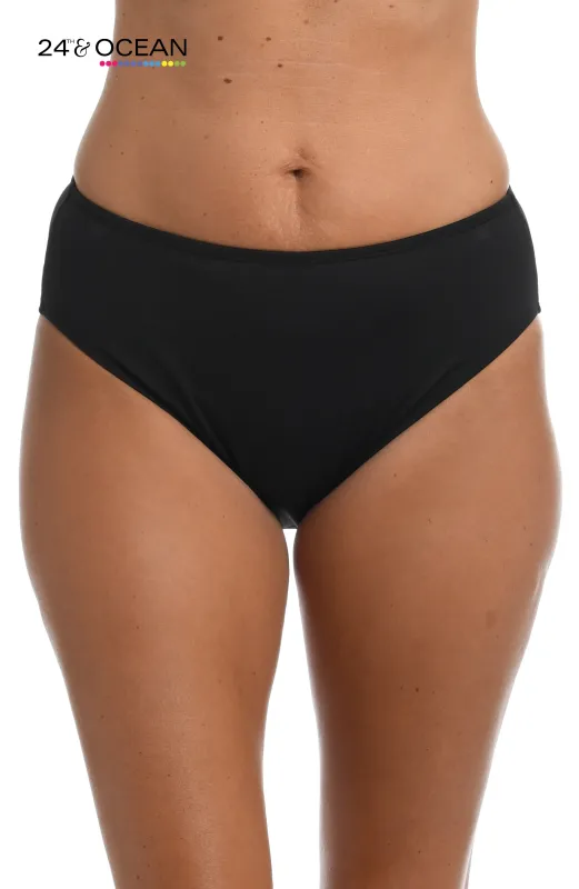 24th & Ocean Solid Mid Waist Hipster Bikini Swimsuit Bottom sold by La Blanca