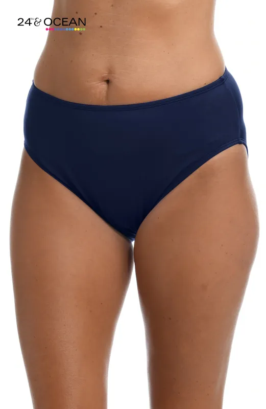 24th & Ocean Solid Mid Waist Hipster Bikini Swimsuit Bottom - FINAL SALE sold by La Blanca