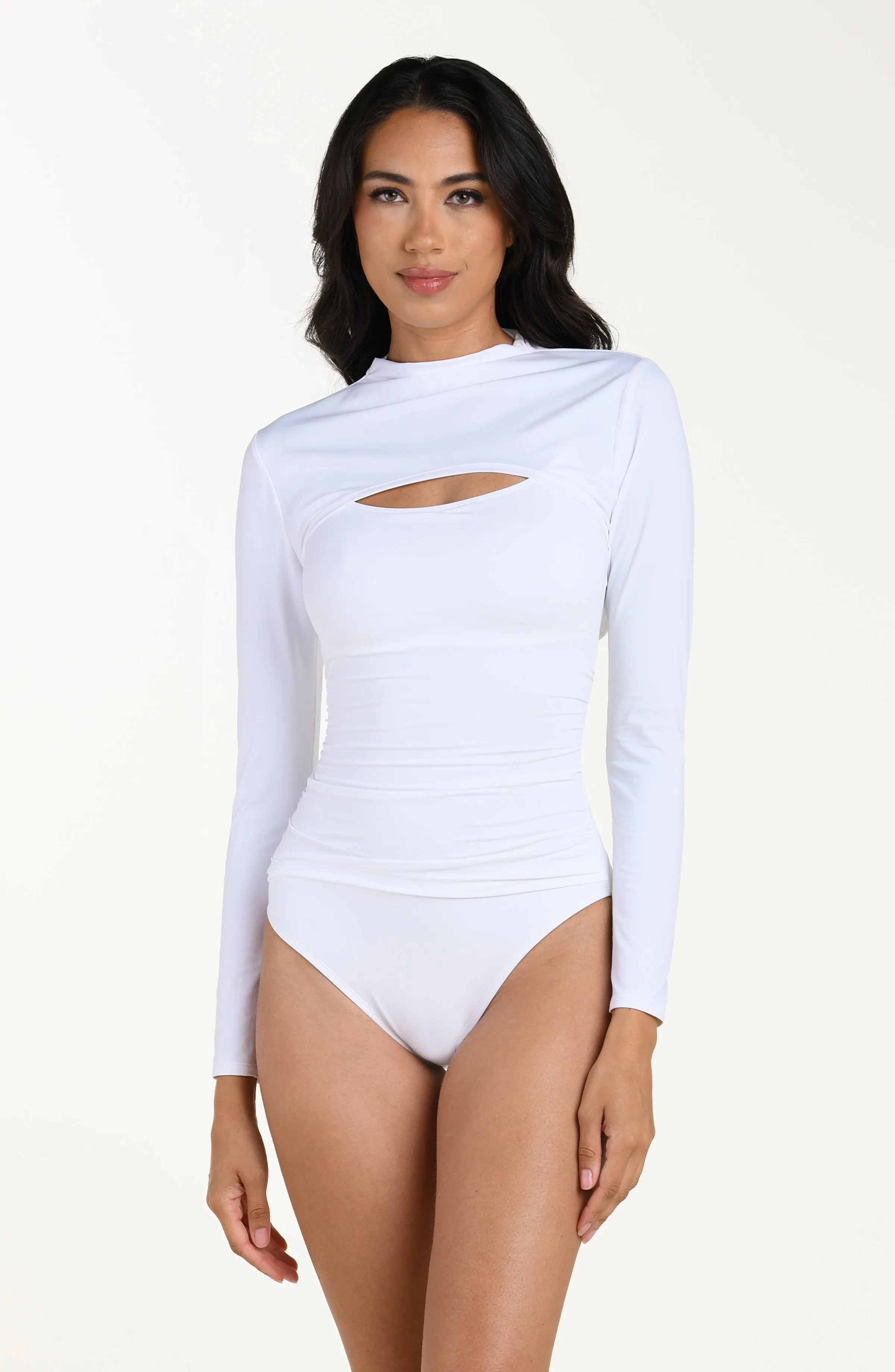 Island Goddess Long Sleeve Overlay Top - White sold by La Blanca product image thumbnail 3