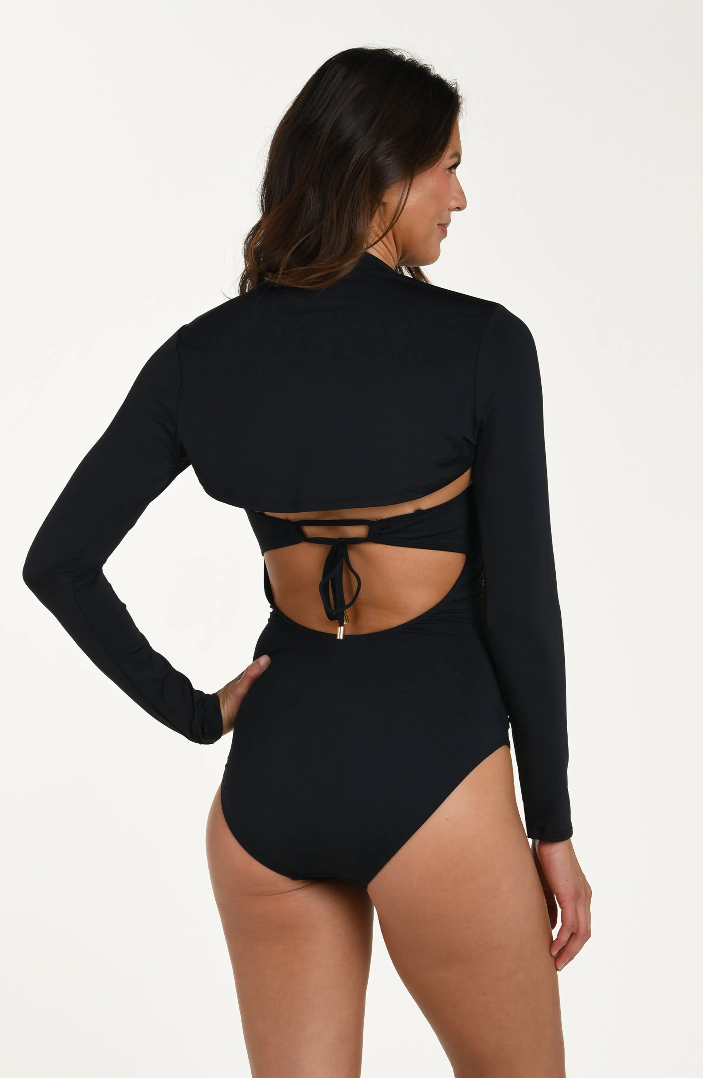 Island Goddess Long Sleeve Overlay Top - Black sold by La Blanca product image thumbnail 2