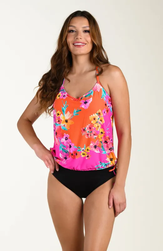 24th & Ocean Seville Underwire V-Neck Blouson Tankini Top sold by La Blanca