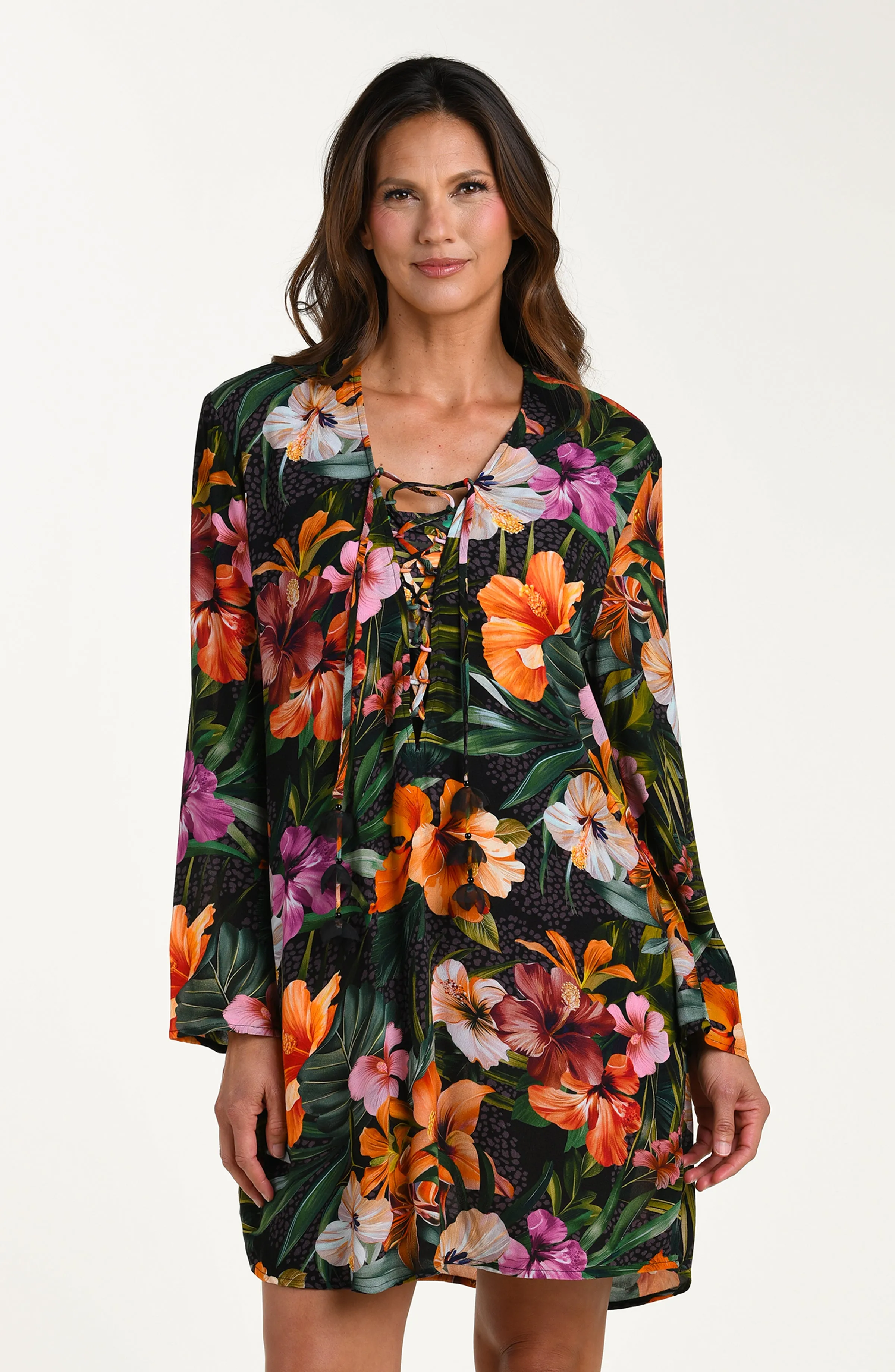Tropical Hideaway Lace Up V-Neck Tunic - FINAL SALE sold by La Blanca product image thumbnail 2