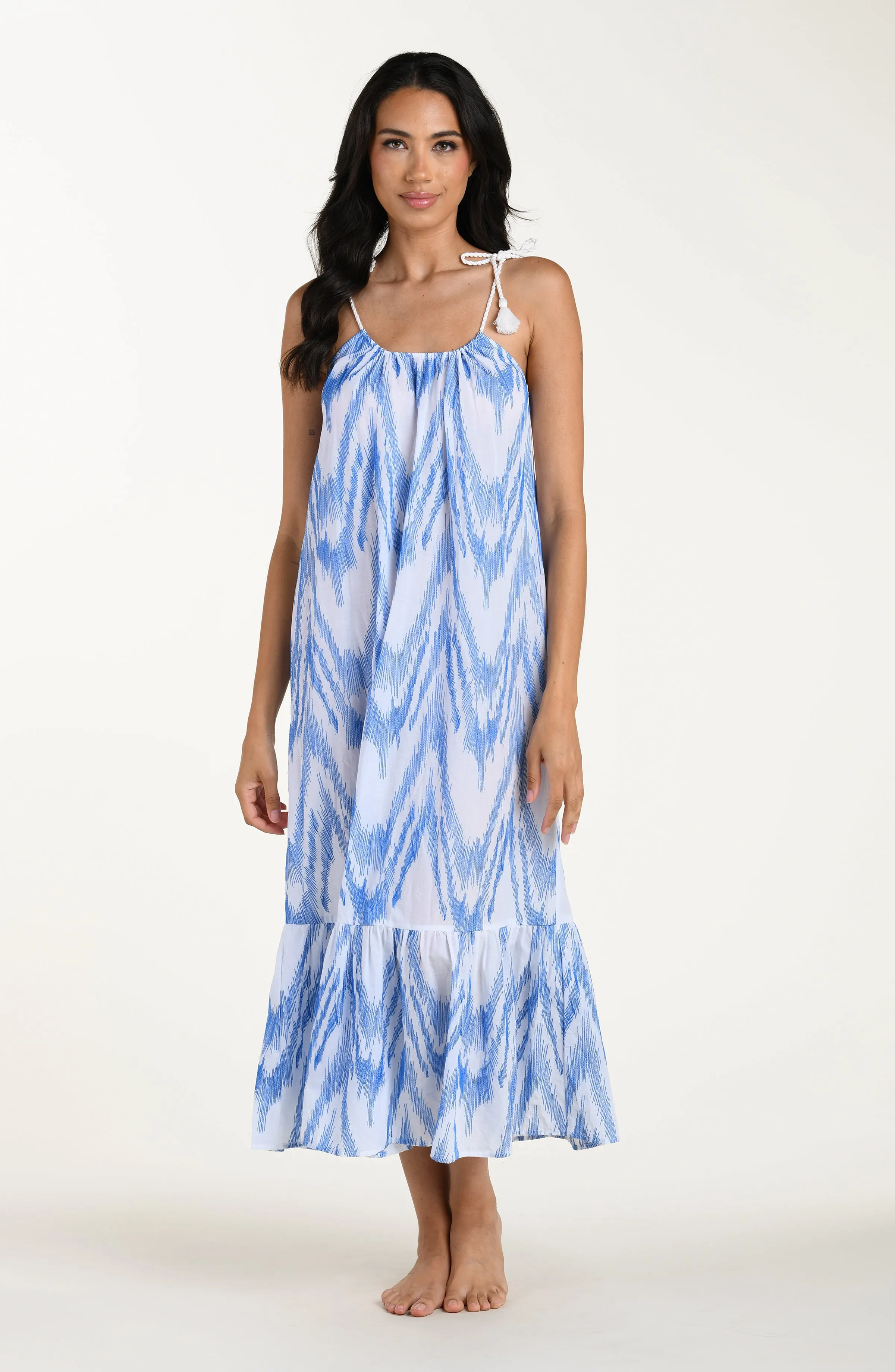 Tidal Wave Over the Shoulder Maxi Dress sold by La Blanca