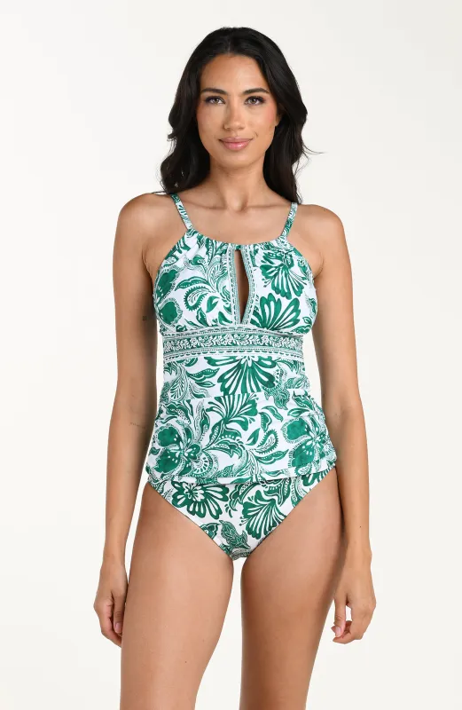 Botanical Brocade Keyhole Tankini Top made by La Blanca