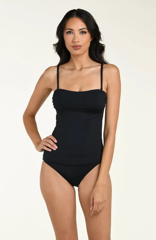 Island Goddess Bandeau Tankini Top - Black made by La Blanca