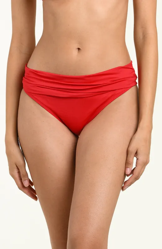 Island Goddess Ruched Band Hipster Bottom - Ruby sold by La Blanca
