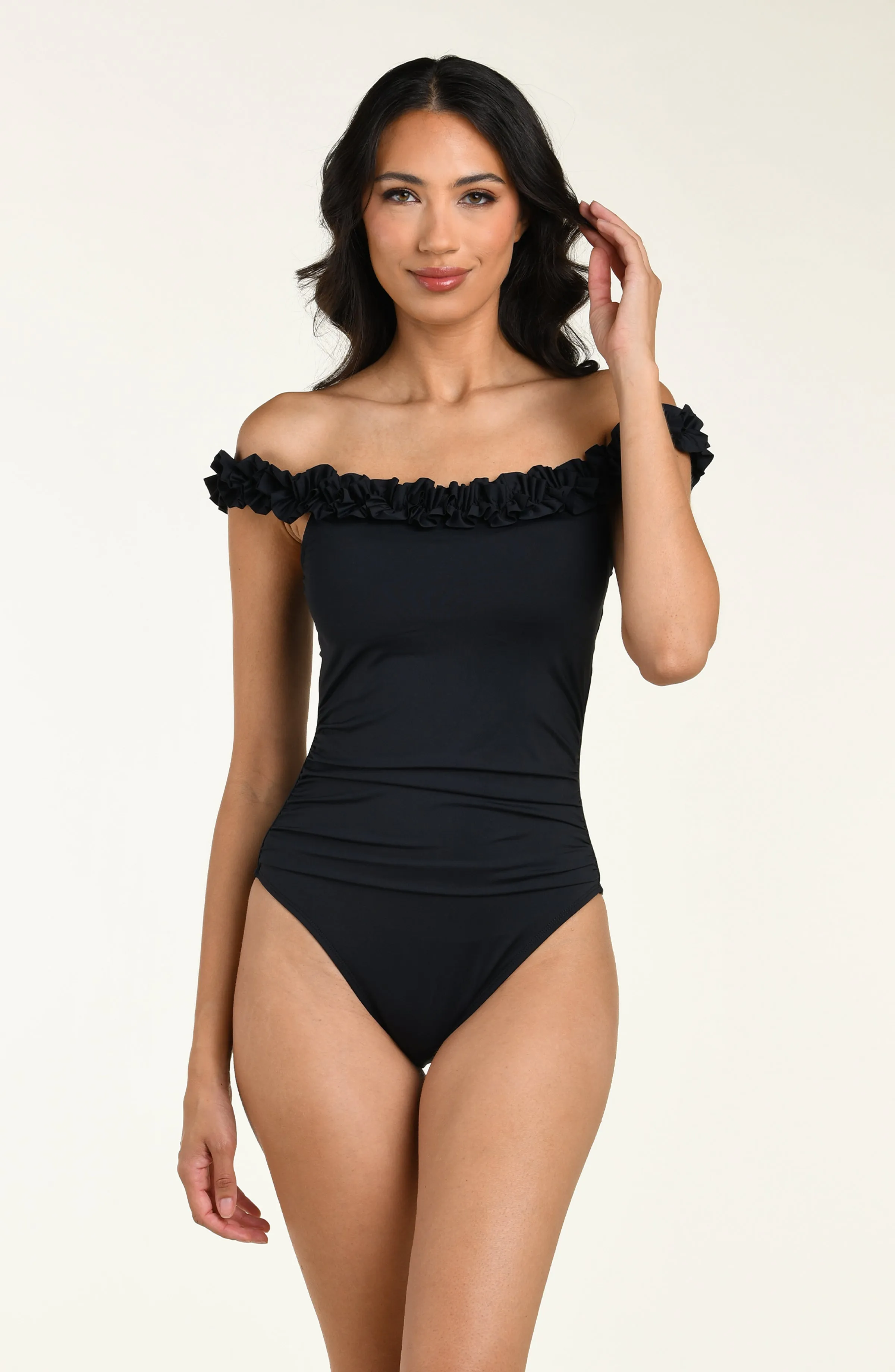 Island Goddess Ruffled One Piece - Black sold by La Blanca product image thumbnail 3