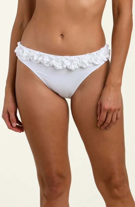 Island Goddess Ruffled Hipster Bottom - White sold by La Blanca