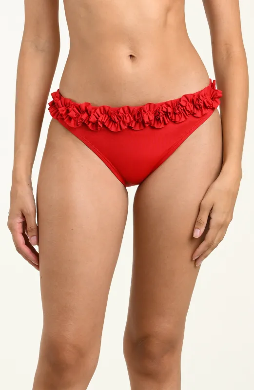 Island Goddess Ruffled Hipster Bottom - Ruby sold by La Blanca