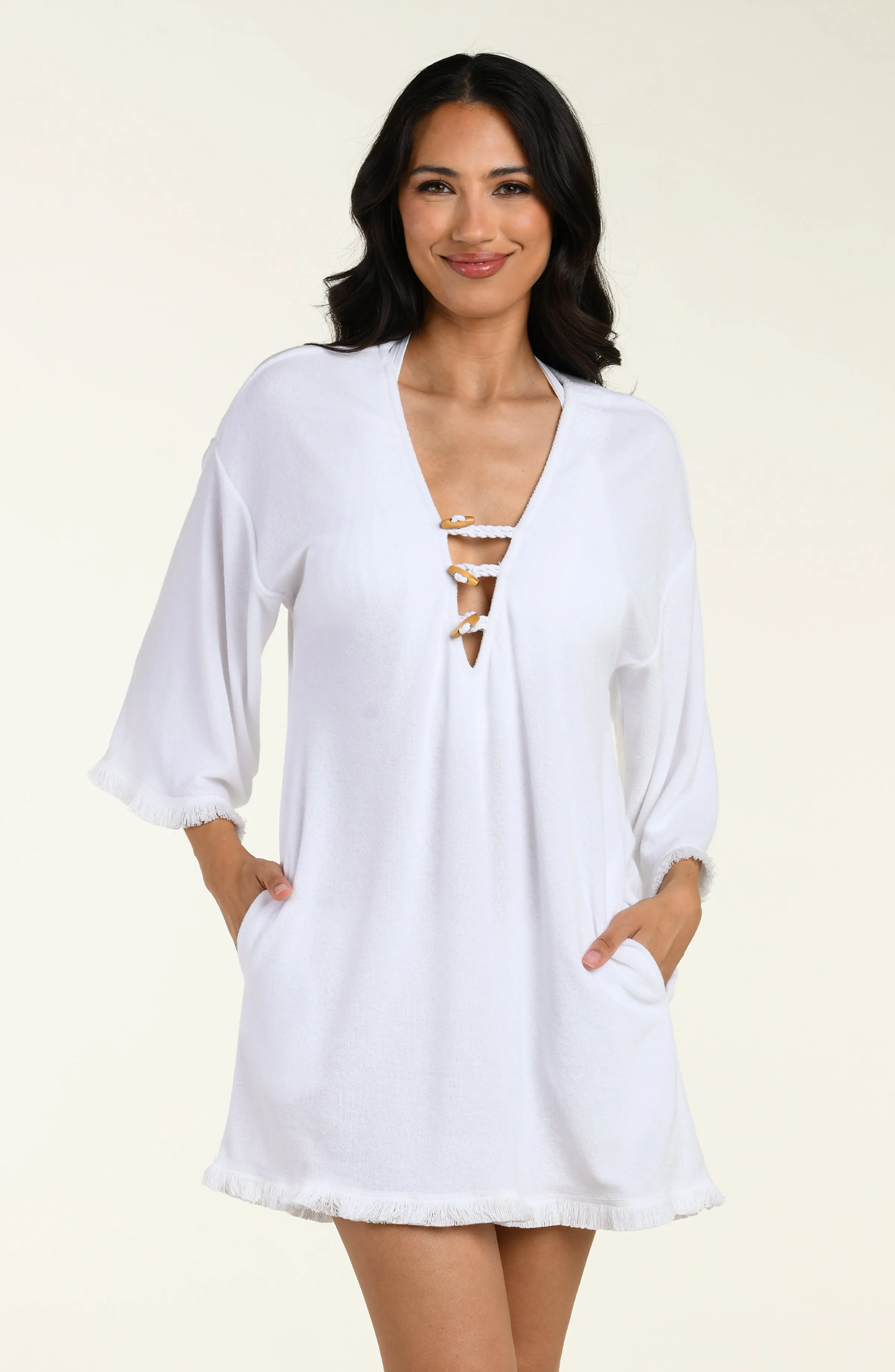 Wild Nomad V-Neck Tunic - White sold by La Blanca product image thumbnail 3