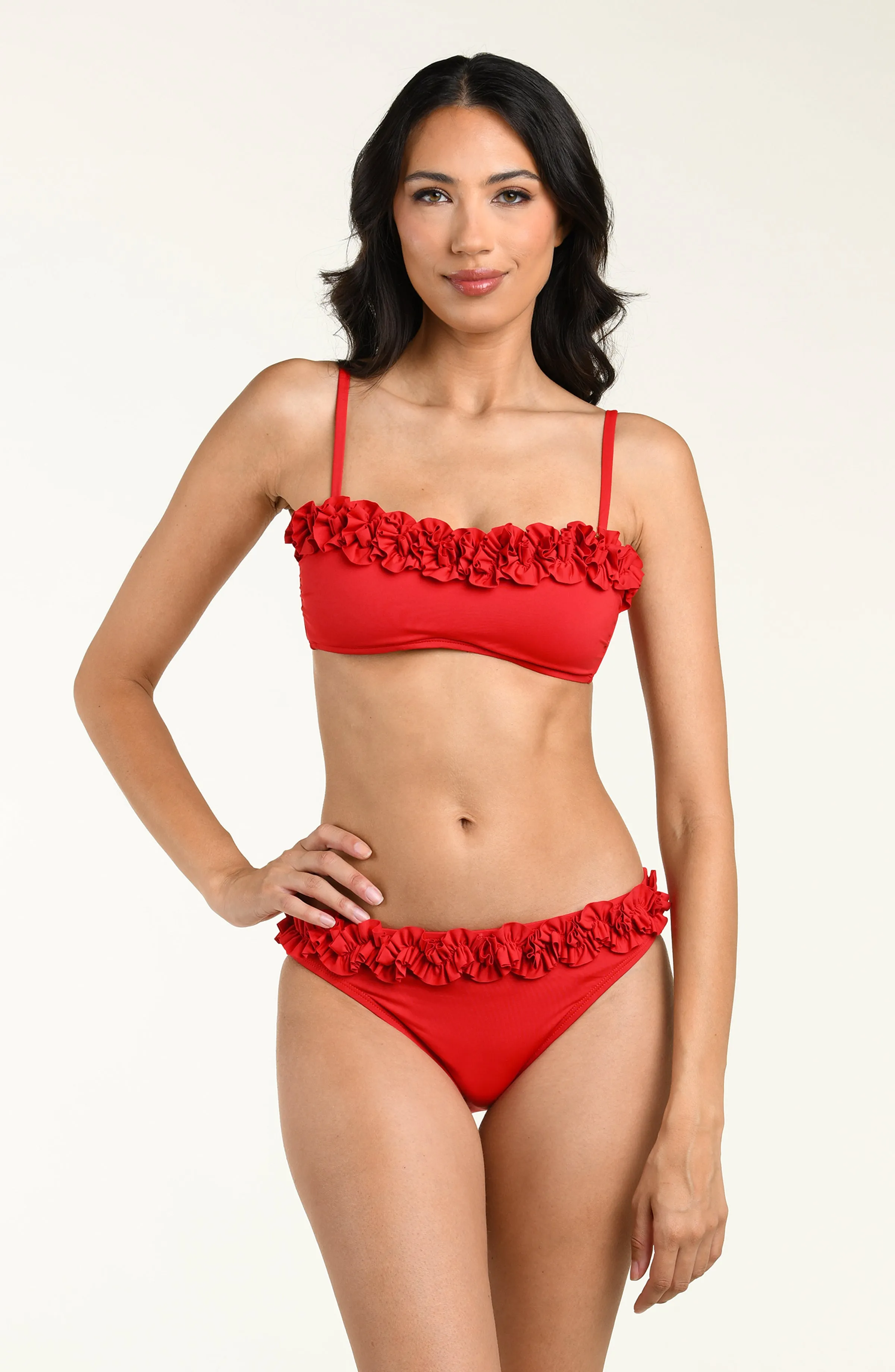 Island Goddess Ruffled Bandeau Bikini Top - Ruby sold by La Blanca product image thumbnail 4