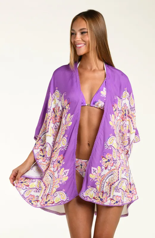 Sunshine 79 Lilac Cascade Open Front Kimono sold by La Blanca