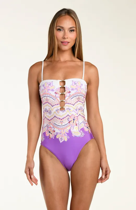 Sunshine 79 Lilac Cascade Bandeau One Piece made by La Blanca