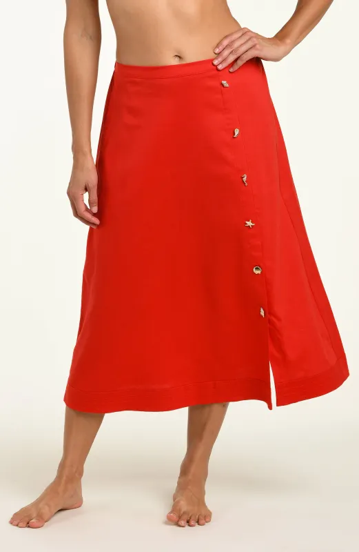 Harbor Breeze Wrap Skirt - Ruby made by La Blanca