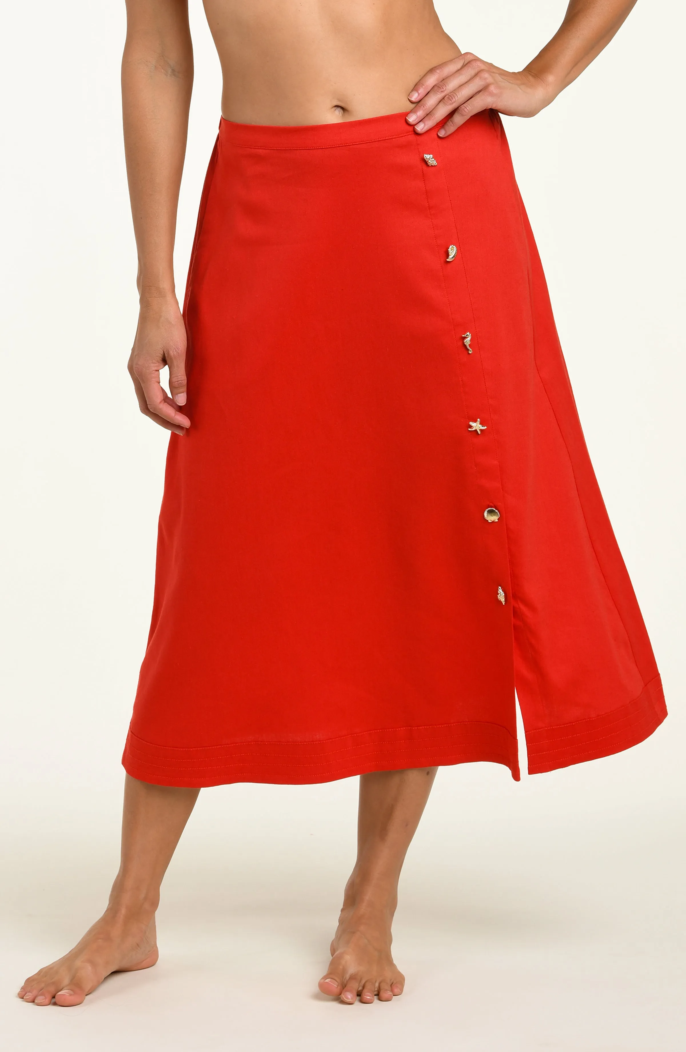 Harbor Breeze Wrap Skirt - Ruby sold by La Blanca