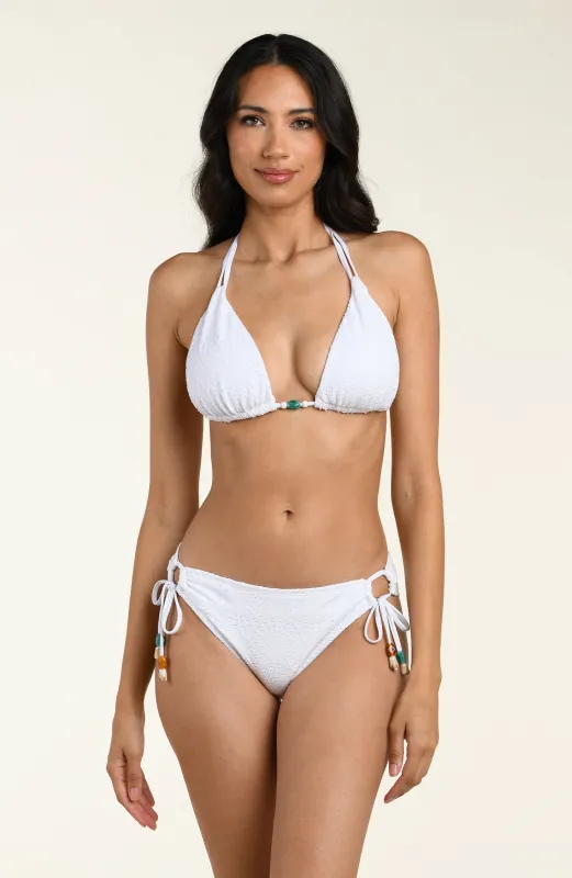 Shellbound Halter Triangle Top - White made by La Blanca