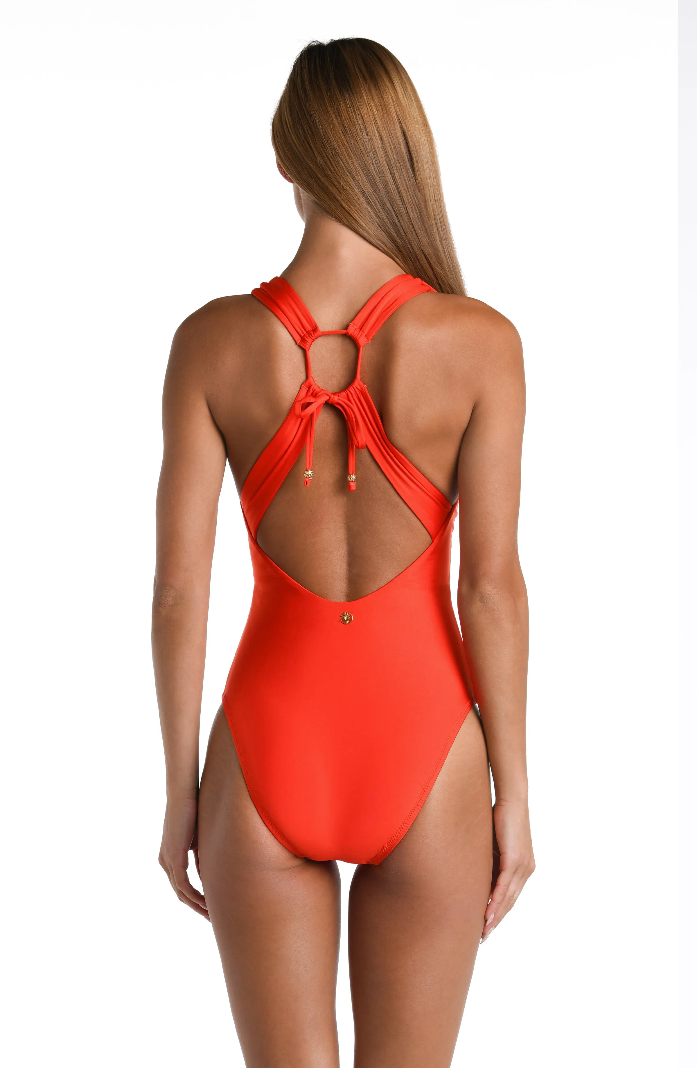 Sunshine 79 Sunshine Solids Keyhole V-Plunge One Piece - Flame - FINAL SALE sold by La Blanca product image thumbnail 2