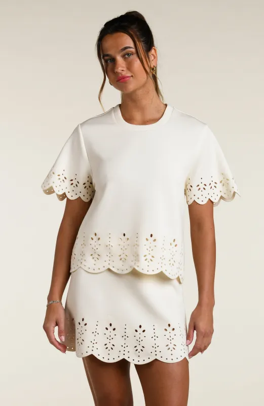 Cloudset Lounge Short Sleeve Top - Chalk made by La Blanca