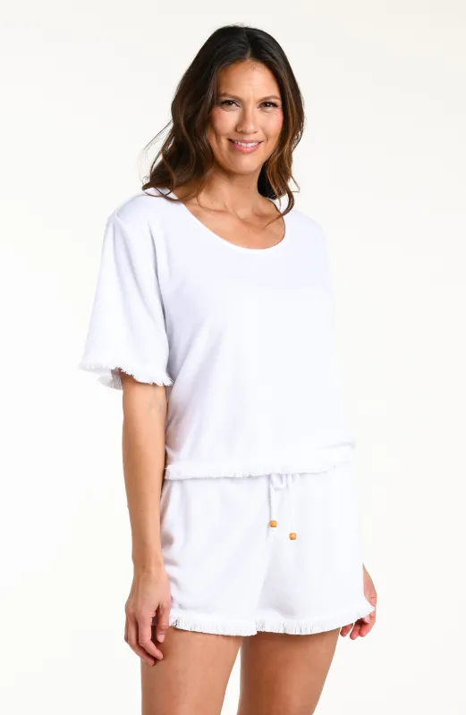 Wild Nomad Short Sleeve Top - White made by La Blanca