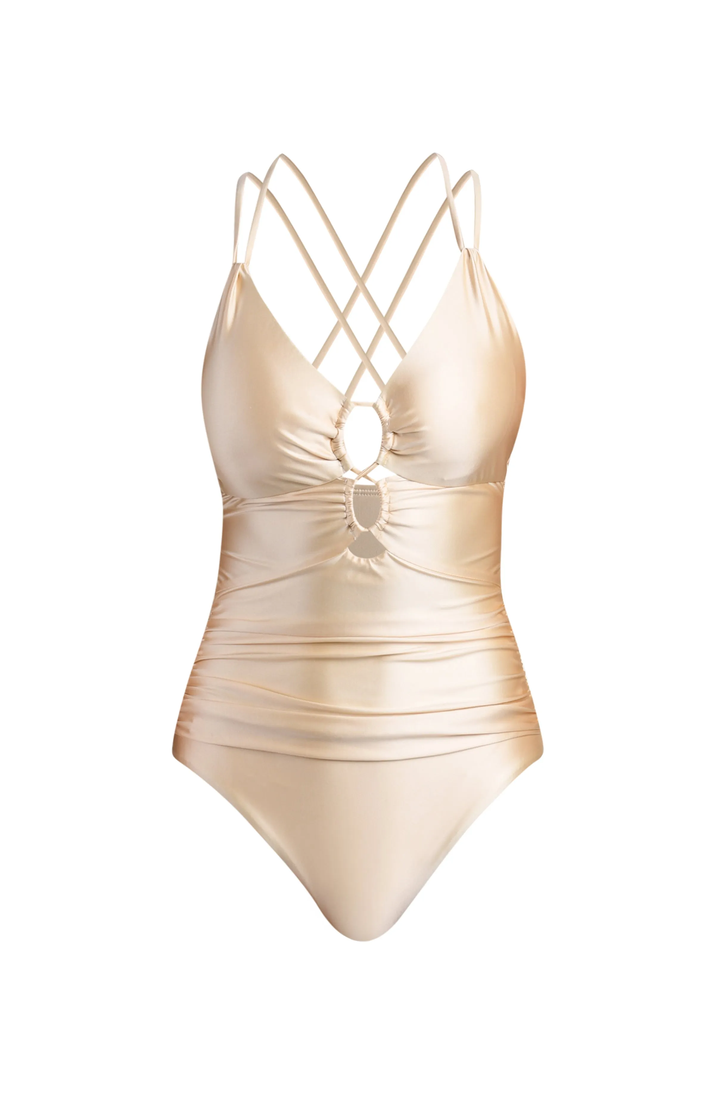 Earth Goddess Underwire Lace Up One Piece - Champagne sold by La Blanca product image thumbnail 4