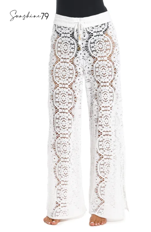 Sunshine 79 Chillin' Crochet Beach Pant Cover Up - White - FINAL SALE sold by La Blanca