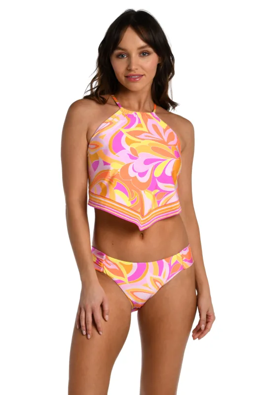 Sunshine 79 Retro Swirl High-Neck Midkini Top (Final Sale) sold by La Blanca