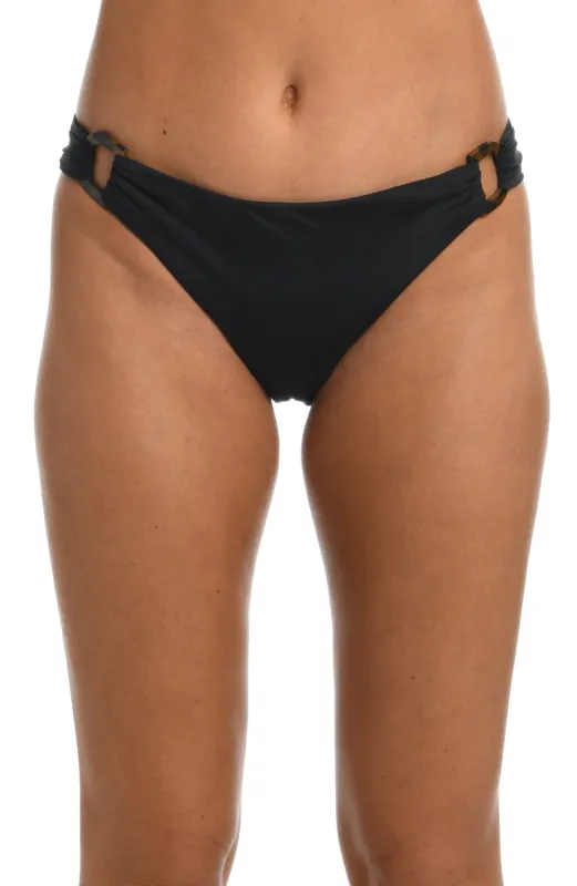 Sunshine 79 Wanderlust Solids D Ring Side Tie Hipster Bottom - Black - FINAL SALE sold by La Blanca