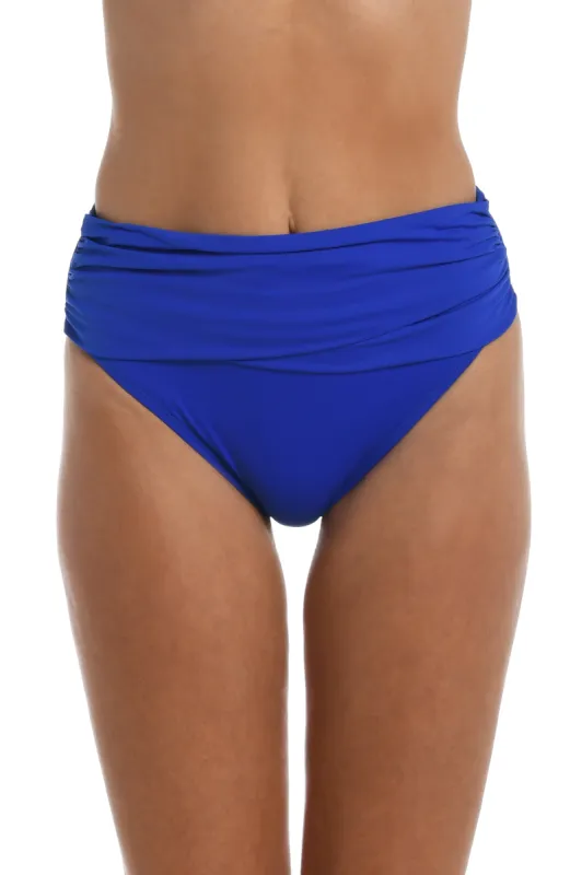 Island Goddess Mid-Waist Sash Band Bottom - Sapphire sold by La Blanca