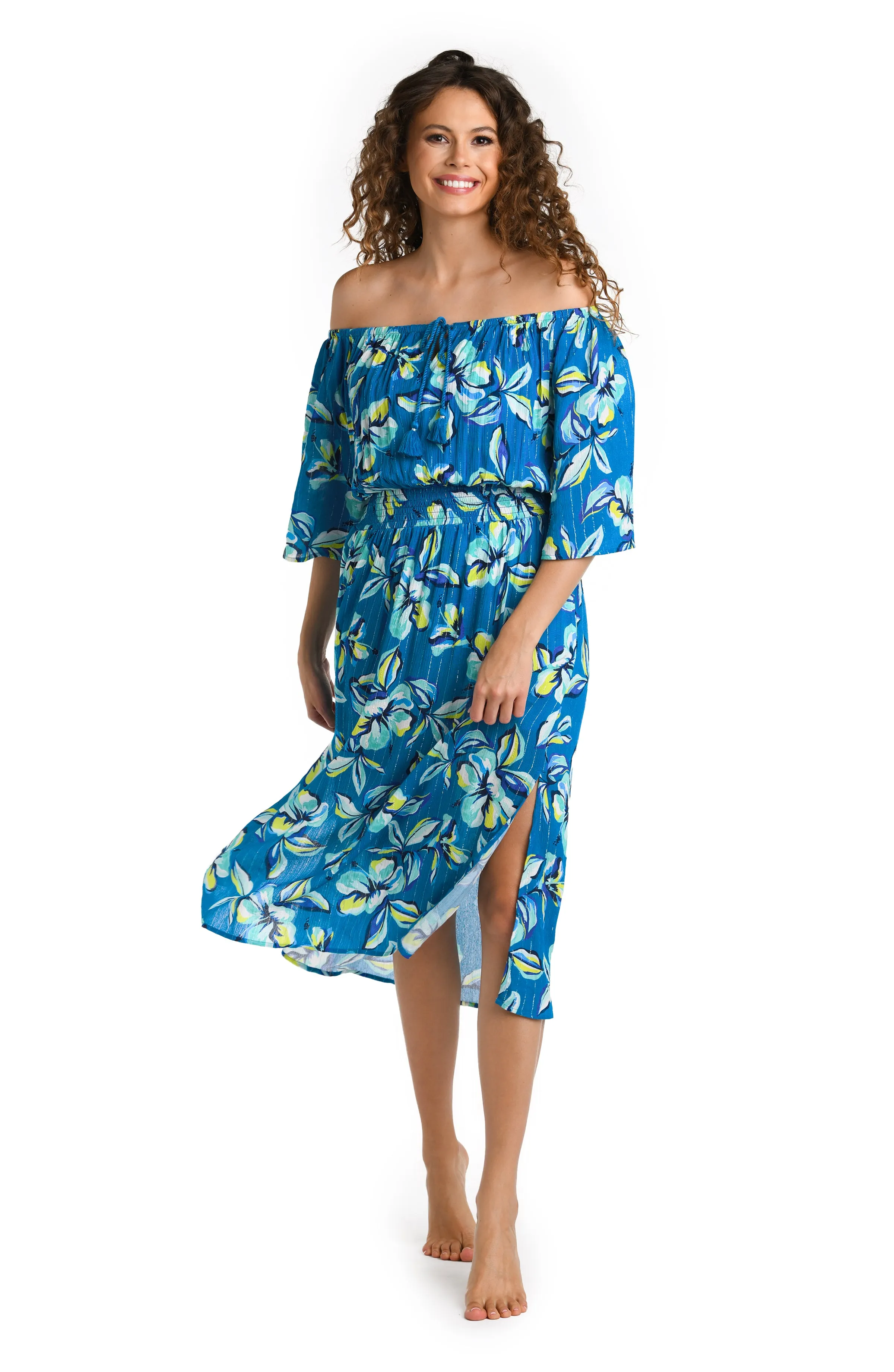 Fiji Tropics Off-The-Shoulder Cover Up Dress sold by La Blanca