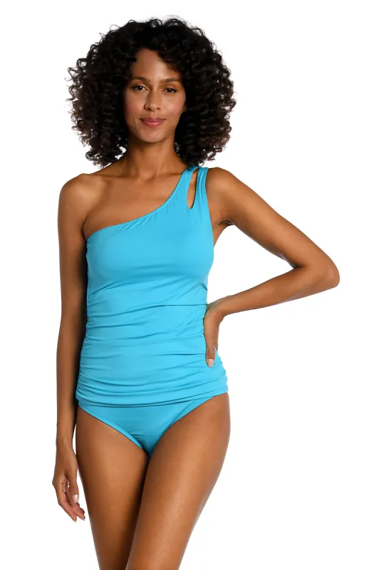 Island Goddess One Shoulder Keyhole Tankini Top - Azul - FINAL SALE sold by La Blanca