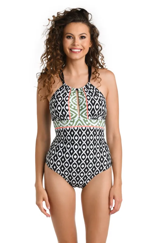 Desert Dunes High-Neck Keyhole One Piece sold by La Blanca