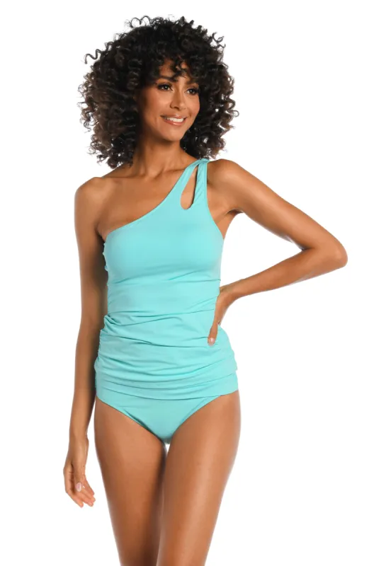 Island Goddess One Shoulder Keyhole Tankini Top - Ice Blue - FINAL SALE sold by La Blanca