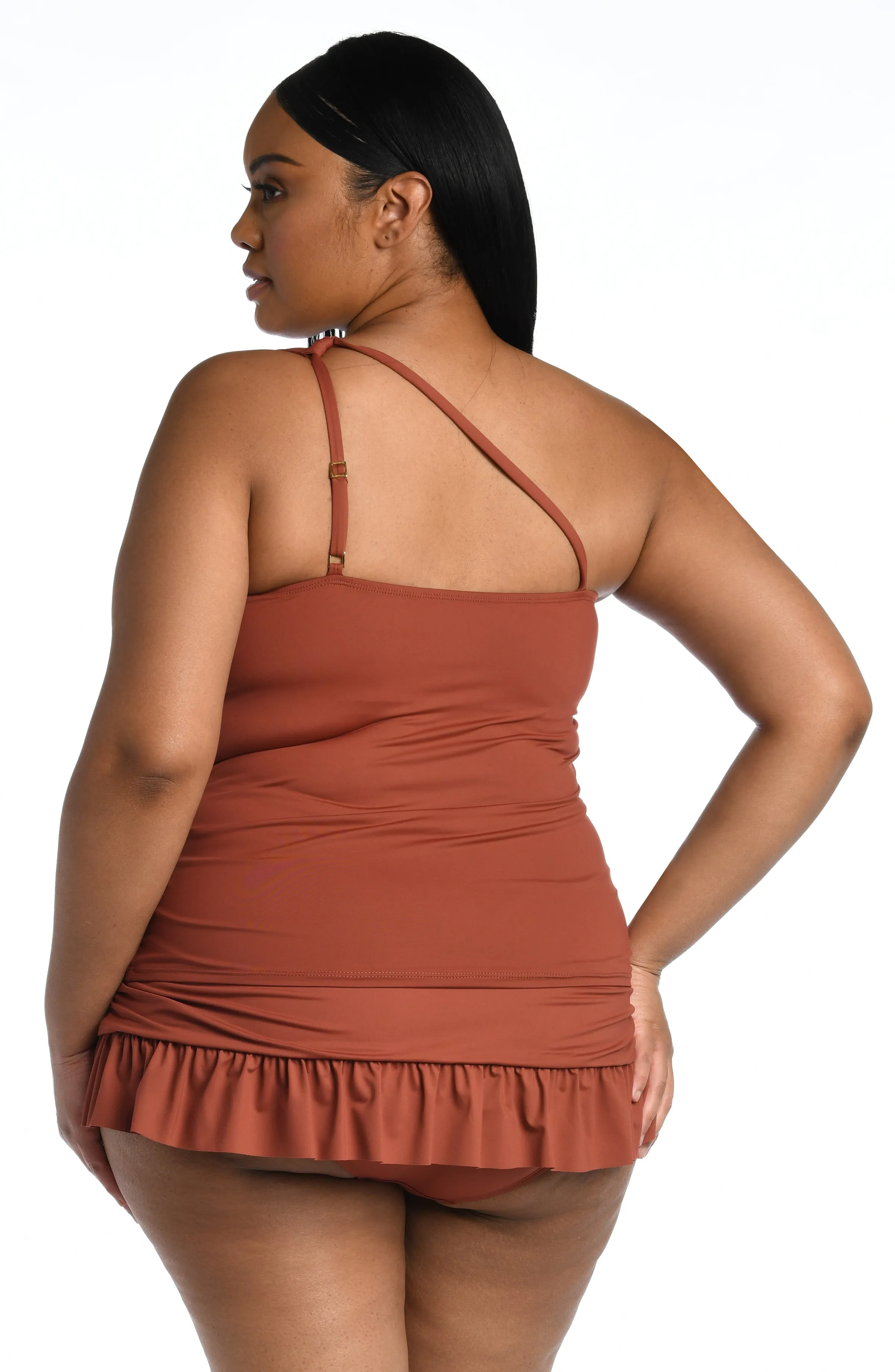 Island Goddess One Shoulder Keyhole Tankini Top - FINAL SALE - Cinnamon sold by La Blanca product image thumbnail 2
