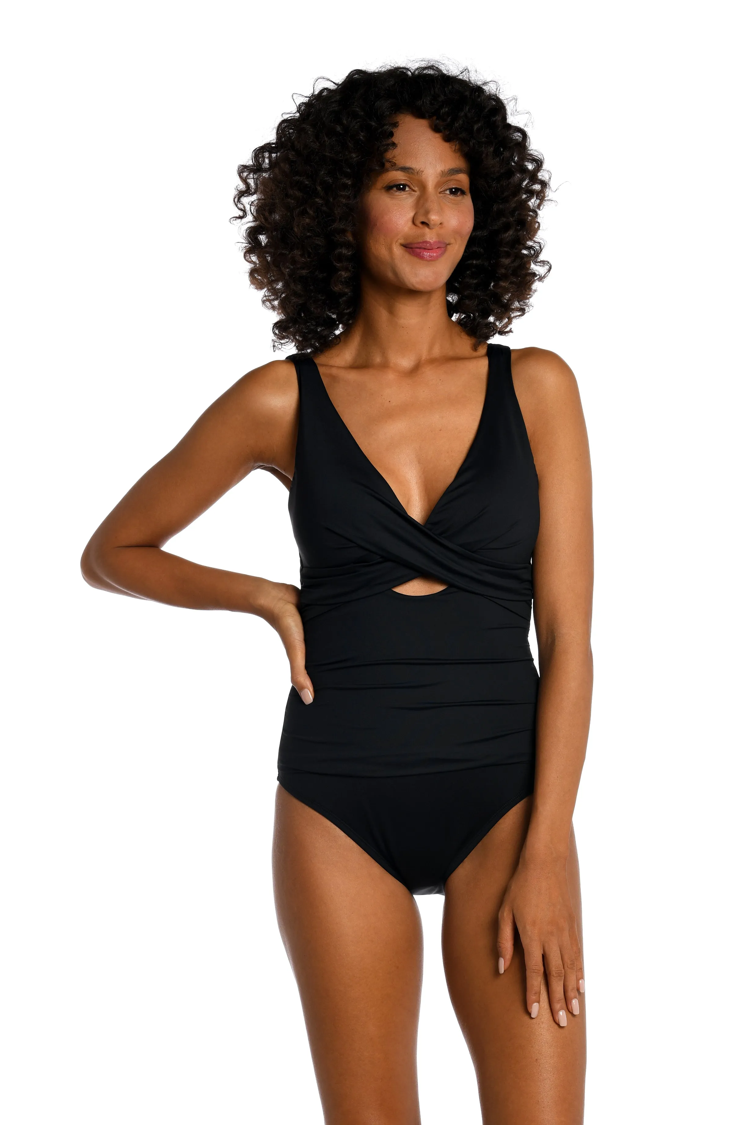 Island Goddess Cross Front Keyhole One Piece - Black - FINAL SALE sold by La Blanca