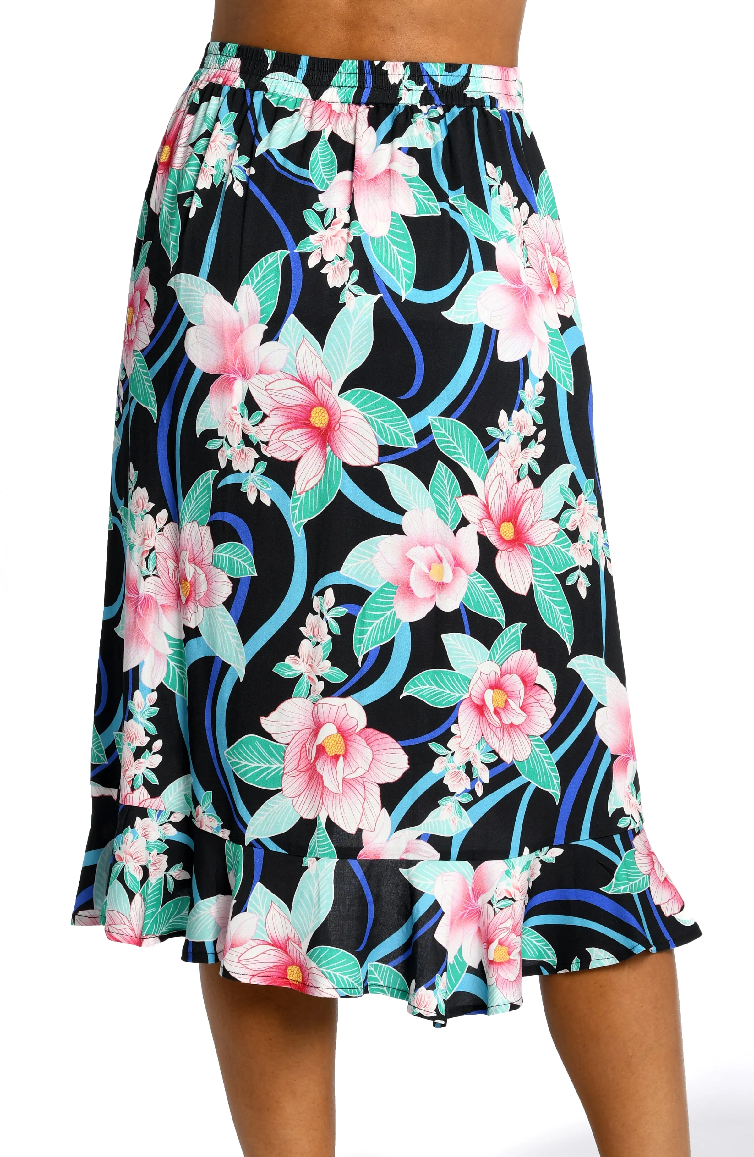 Nightfall Blooms Flounce Hem Sarong Wrap Skirt sold by La Blanca product image thumbnail 2