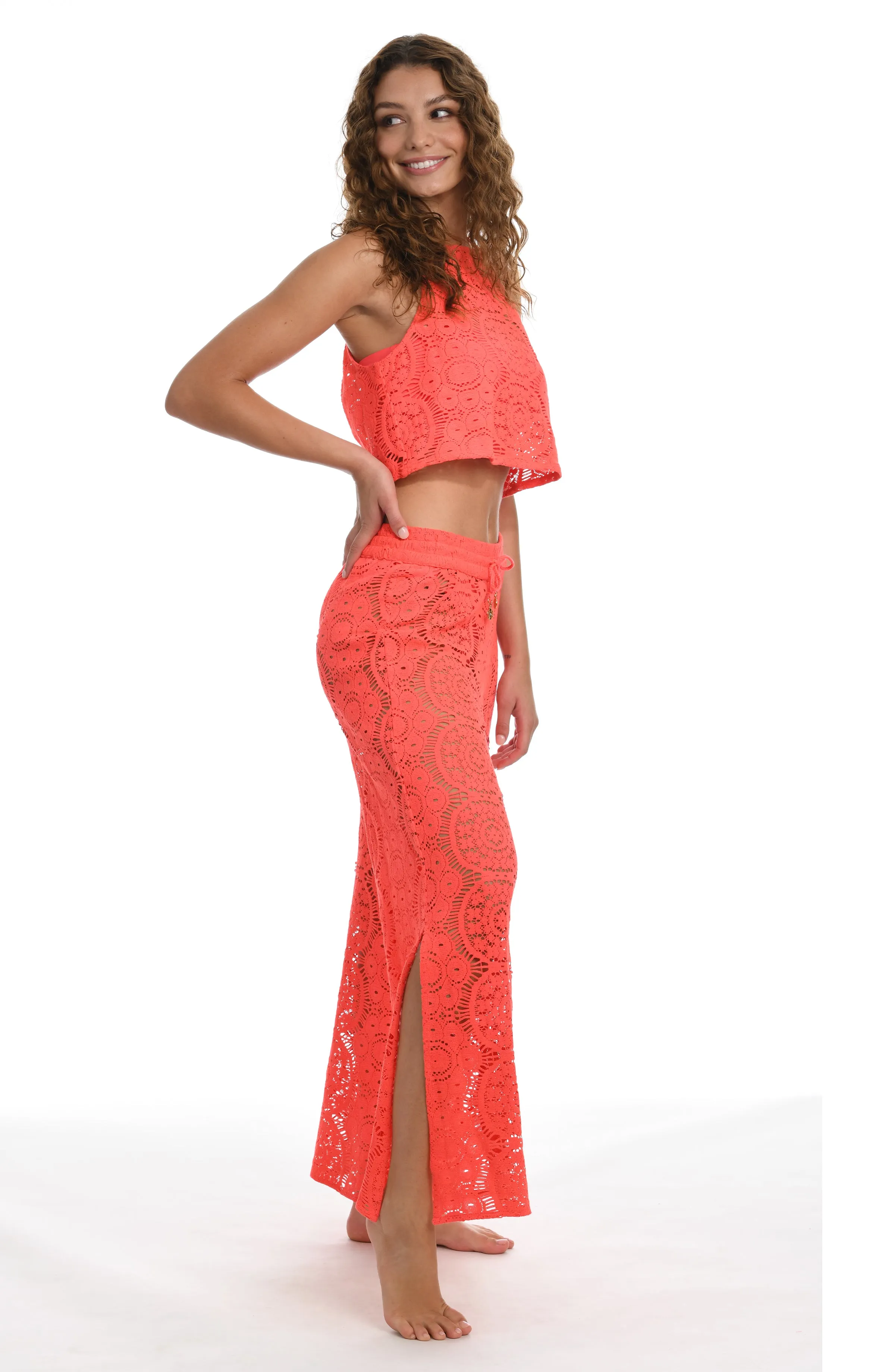 Sunshine 79 Chillin' Crochet High Neck Tank Top - Watermelon - FINAL SALE sold by La Blanca product image thumbnail 3