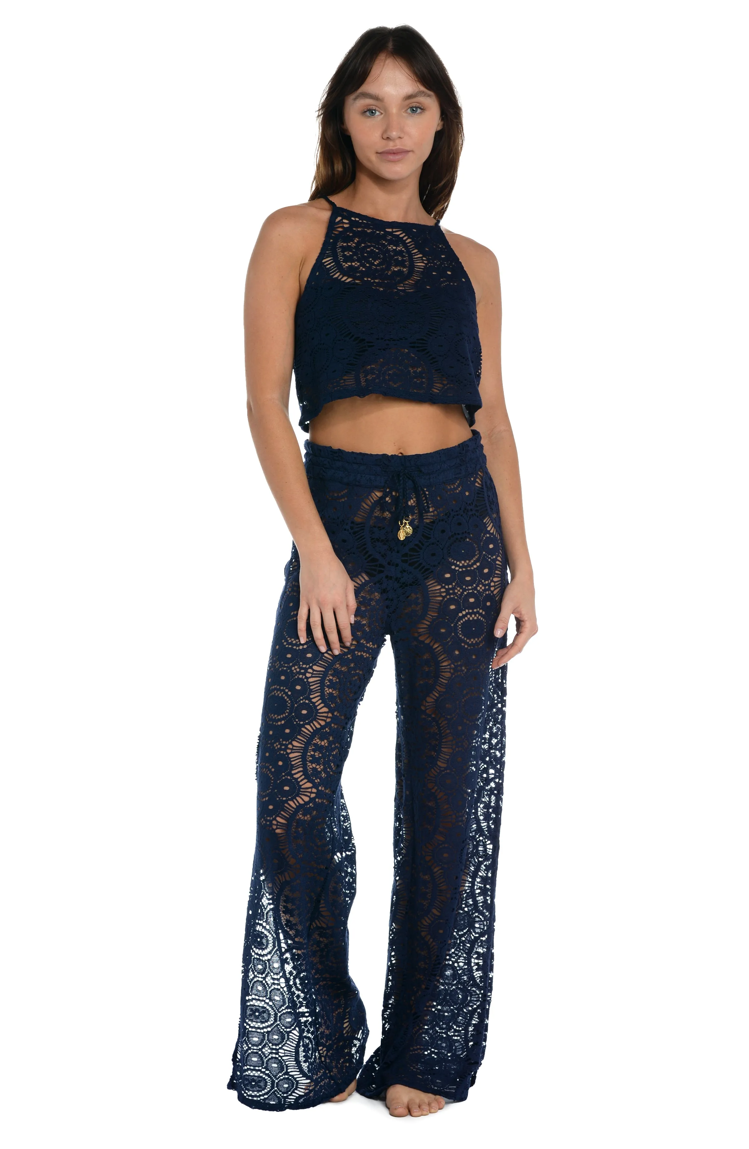 Sunshine 79 Chillin' Crochet High Neck Tank Top - Midnight - FINAL SALE sold by La Blanca product image thumbnail 4