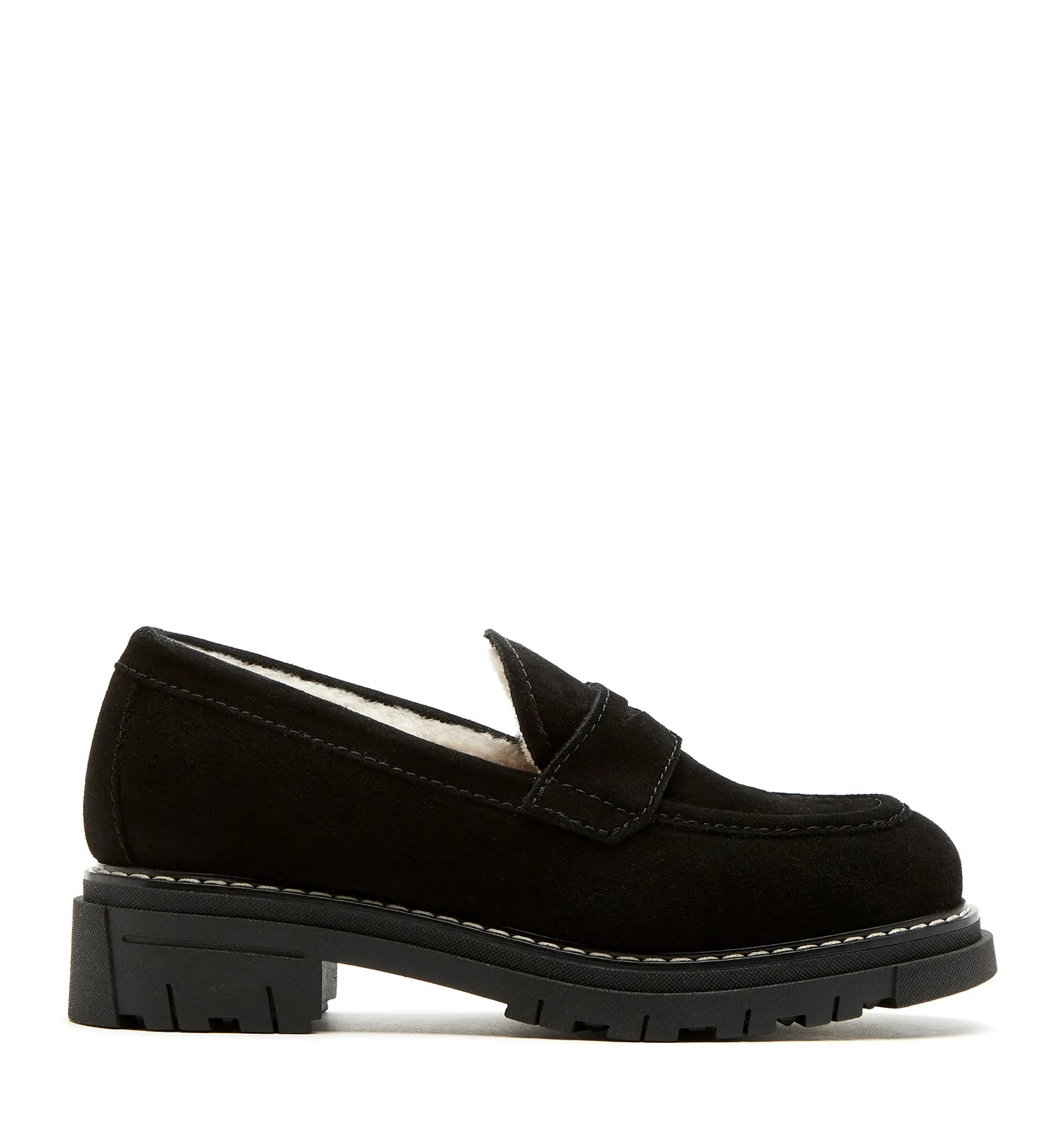 DEVIN SHEARLING-LINED SUEDE LOAFER sold by La CANADIENNE